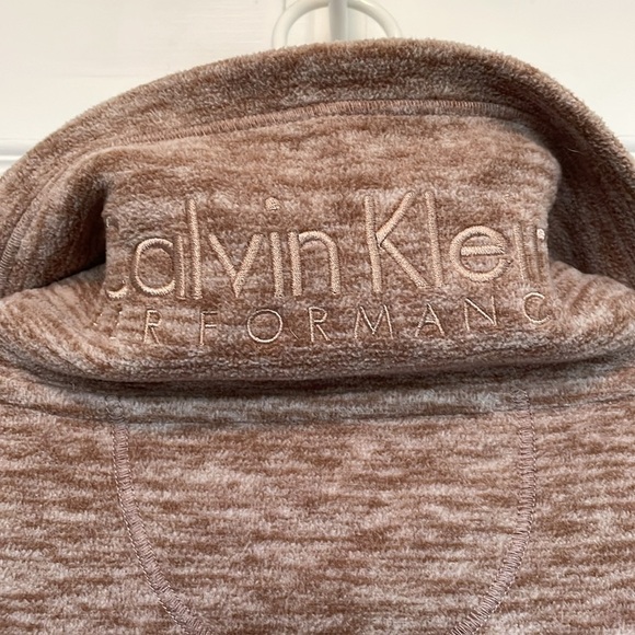 Women’s Calvin Klein Performance fleece Brown heather Quick dry full zip pockets - Picture 6 of 9